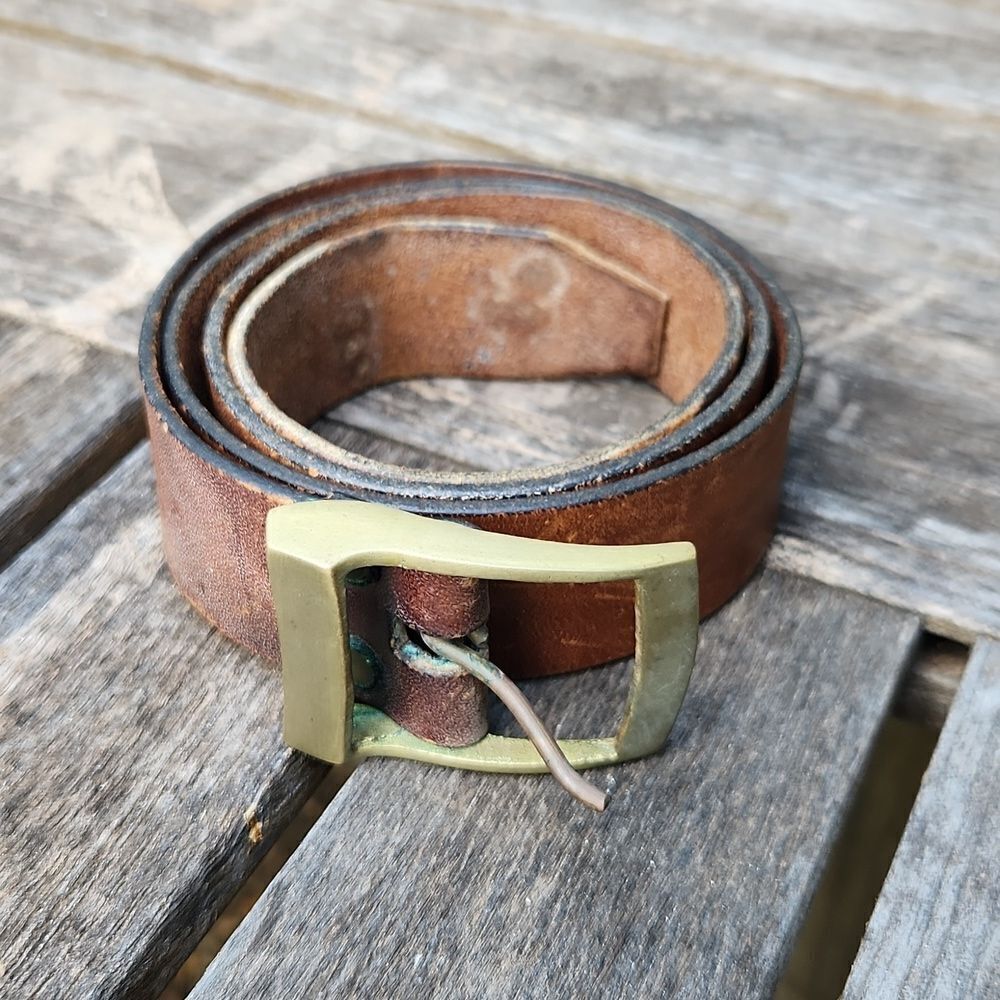 Vintage Seafarer Leather Belt Brass Buckle
